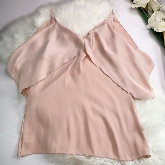 Bailey 44 Kate Top Cold Shoulder Champagne Pink Drape Blouse Small - Picture 7 of 14
